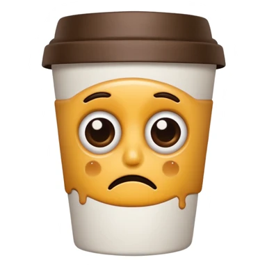 Create an emoji of a coffee cup ☕ with dark circles under its eyes, looking more tired than the drinker. sticker