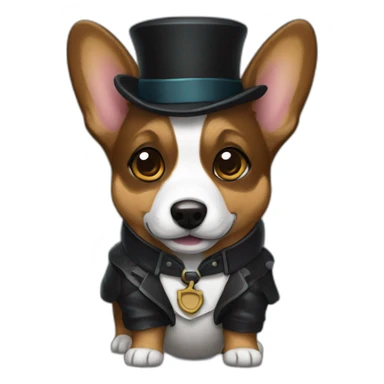 Black corgi wearing Sherlock holmes costume sticker