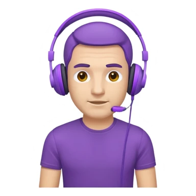 man with purple headphones and tshirt sticker