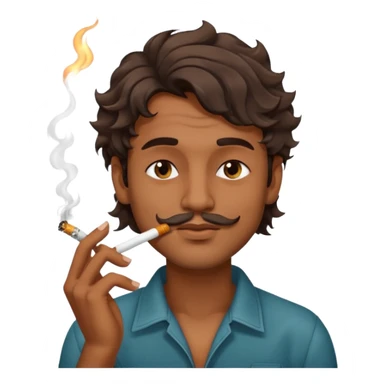 Indian brown guy with side fade wavy hair style, smoking cigarette sticker