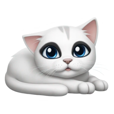 pretty white cat laying down with black face and black paws and blue eyes sticker