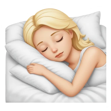 blonde sleeping in white bed sticker