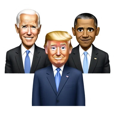 Barack Obama with Joe Biden and Donald Trump sticker