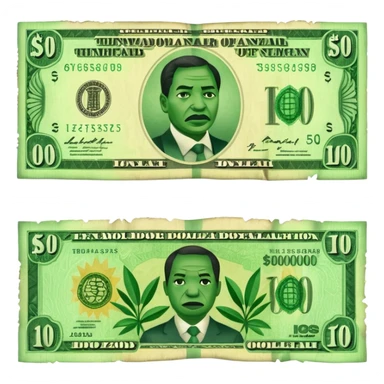 Zimbabwean dollar banknote emoji with green colors and details symbolizing hyperinflation sticker