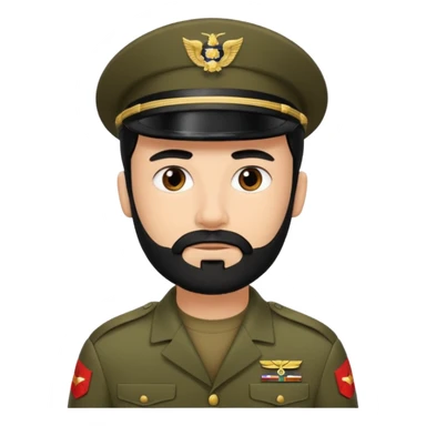 male soldier black hair and beard style remove cap sticker