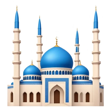 Realistic Mohammad Al-Amin Mosque Landmark Emoji, highlighting its striking blue dome, tall minarets, and elegant Arabic calligraphy. sticker