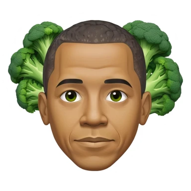 Barack Obama headshot, but he is made of broccoli sticker