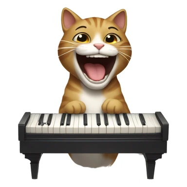 A cat laughing while playing piano sticker