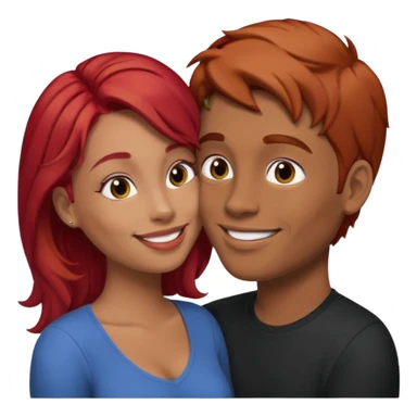 kissy face between brown hair man and redhead woman sticker