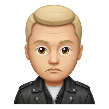 Russian 1990s gangster emoji, leather jacket,, serious face, cartoon style sticker
