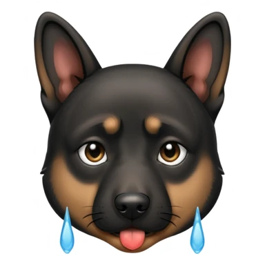 all black german shepherd face crying large tears looking sad sticker