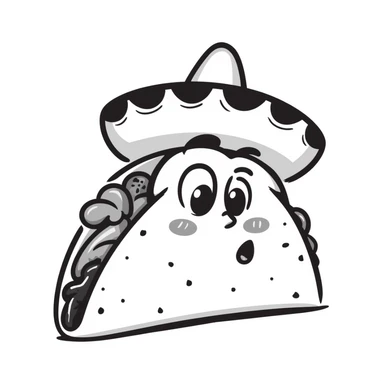 awkward taco, hand drawn doodle style sticker