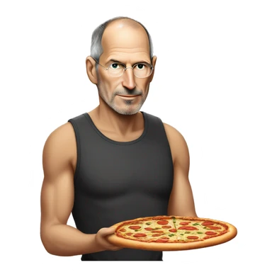 steve jobs eating pizza while wearing a tanktop sticker