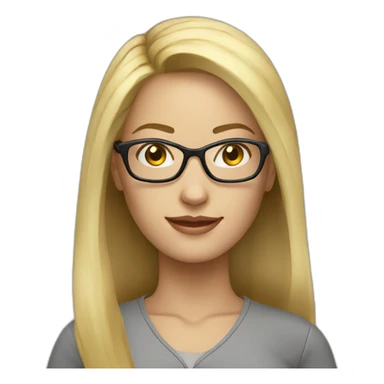 Woman teacher blonde long hair glasses sticker