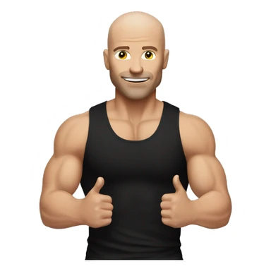 white guy doing shoulder press. no hair. black tank top sticker