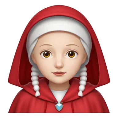 Handmaid's Tale character wearing a white bonnet and red cape sticker