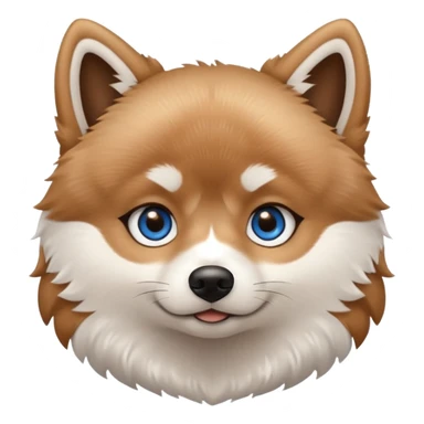 A Brown, light tan and white pomsky with one brown eye and one blue eye. sticker