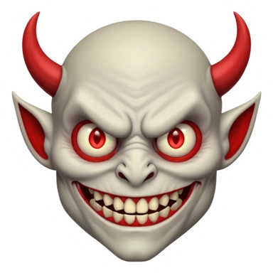 alastor the demon, smiling with his evil red eyes and long evil red teeth, looking evil and demonic and horrible and like a demon. sticker