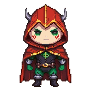 chibi villain character with evil cape sticker