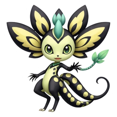 zig-zag-patterned tribal tropical hot polka-dotted Meloetta-Celebi-Giratina-Noibat-Pokémon-Fakémon-fusion-hybrid-creature sticker
