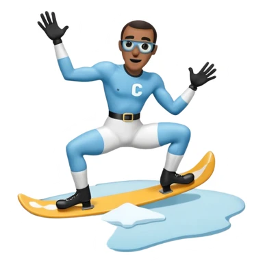 Frozone retro sticker, sliding on ice, playful expression, vintage sticker look written "c'est carré dans l'axe" sticker