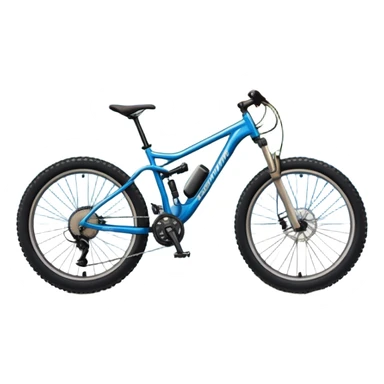 An icon featuring a mountain bike parked at the summit of a mountain, overlooking a vast mountain range and winding trail below. The backdrop includes rugged peaks, rolling hills, and a clear blue sky, with the sun casting warm light on the scene. Transparent background emphasizes the adventure. sticker