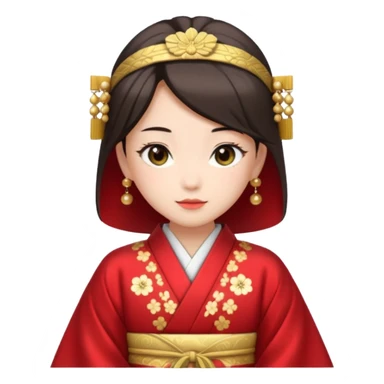 Japanese Princess with in red ceremonial robe kimono sticker