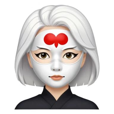 japanese culture white mask woman with white hair sticker