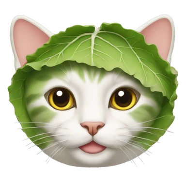 cat with cabbage leaf on its head sticker