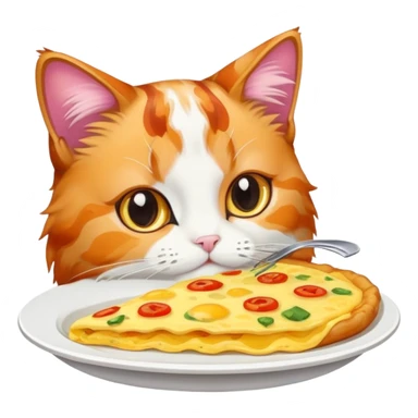 Calico Cat eating omelette sticker