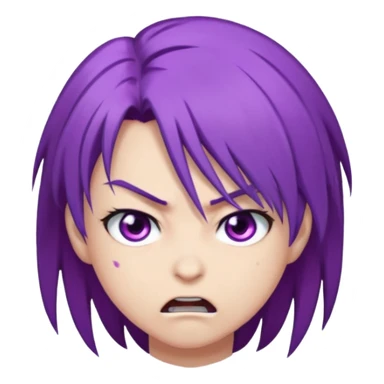 Perso style manga avec des cheveux violet les yeux violet , et un air énervé  sticker