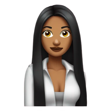 Tanned woman with long black hair dressed in Y2K R&B hair, makeup, and neon attire sticker