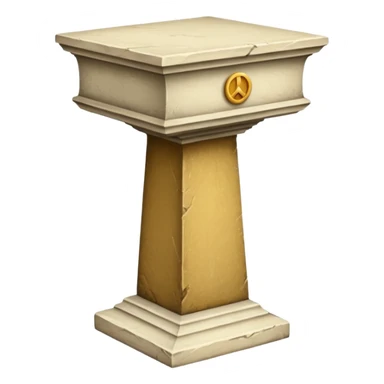 Greek whiteish yellow old ish pedestal that’s not too long a bit short. Only 1 pedestal. The top shoouldnt be that big. Make it forward view not birds view sticker