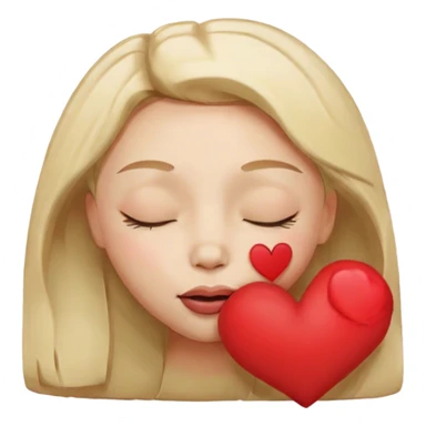 Both eyes closed kissy face with heart sticker