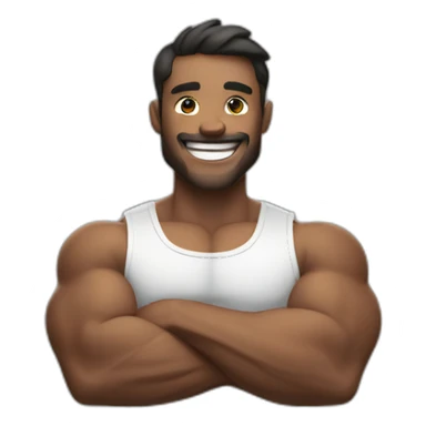 a man flexing muscle and smiling sticker