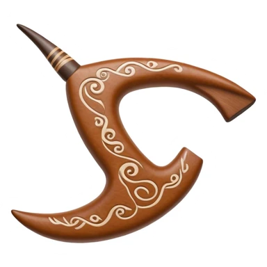 Cinematic Realistic Boomerang Emoji, depicted as a sleek, curved traditional Aboriginal tool rendered with detailed textures and a dynamic sense of motion, symbolizing cultural significance and natural craftsmanship under warm earthy lighting. sticker