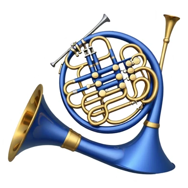 Blue french horn her tarafı mavi sarı detaylar olmadan sticker