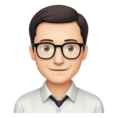 portrait of Hartmut Rosa, German philosopher, short dark hair, rectangular thin-frame glasses, clean-shaven, collared shirt, smiling sticker