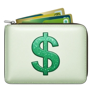glitter white wallet green symbol $ sticker