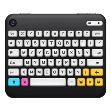 teclado, vista frontal, diseño simple, teclas resaltadas, estilo emoji de iPhone sticker