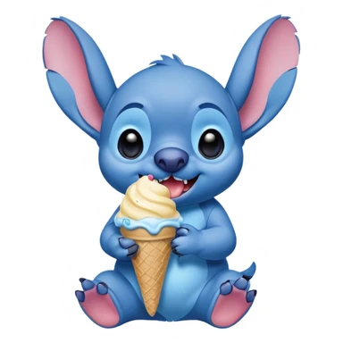 Stitch from lilo and stitch holding ice cream sticker