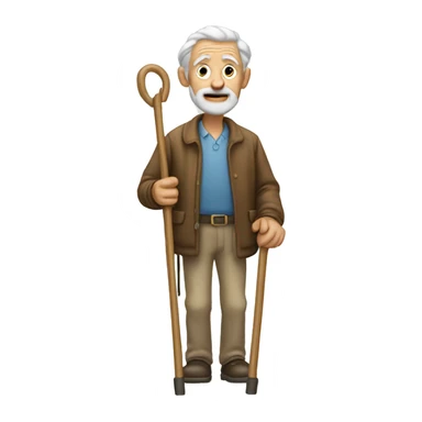 Old man with crutch sticker