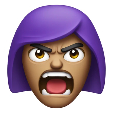 Angry face holding purple gun sticker