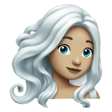 Mermaid with long white hair and silver tail sticker