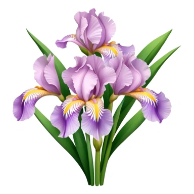 big bouquet Soft Pink Iris, luxuriant, leaf, bud sticker