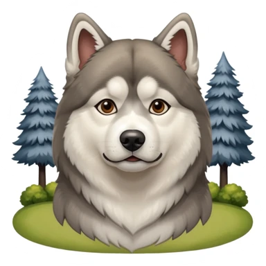 Alaskan Malamute dog, park, people sticker