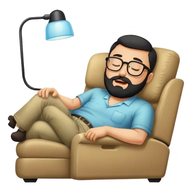 Guy with glasses and black beard sleeping on recliner and drooling  sticker