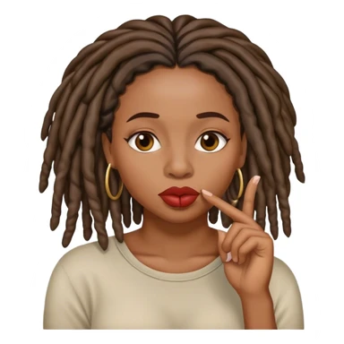 Black woman with locs shushing finger on lips sticker