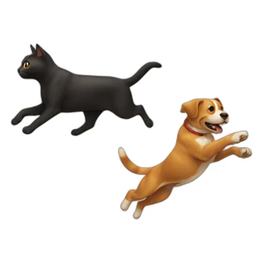 cat chasing dog sticker