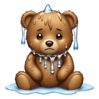 Sad Teddy bear with icicles dripping off her sticker
